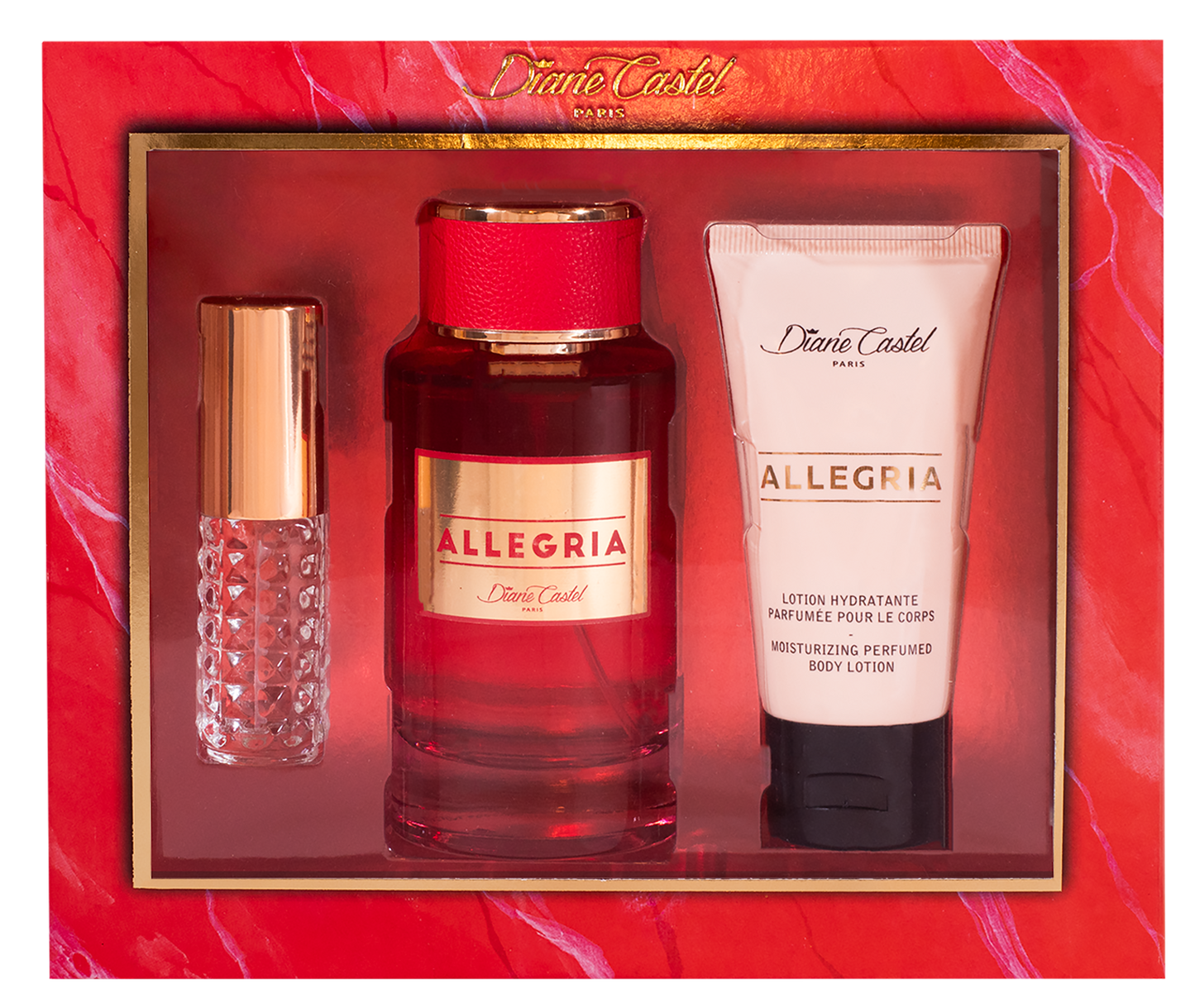 Set cadou 3 produse Allegria, apă de parfum + loțiune de corp + mini parfum