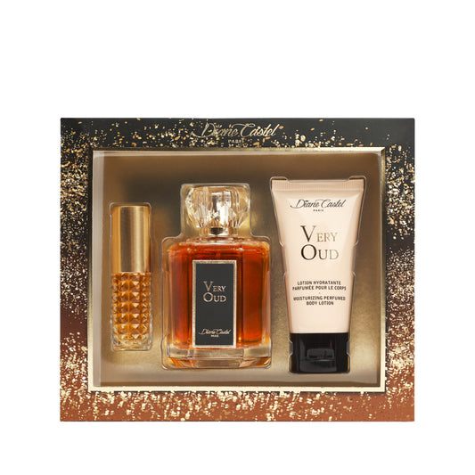 Set cadou 3 produse Very Oud, apă de parfum + loțiune de corp + mini parfum