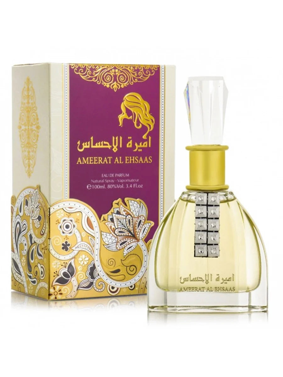 Apa de Parfum Ameerat Al Ehsaas, Ard Al Zaafaran, Femei - 100ml - inspirat din Crystal Noir by Versace