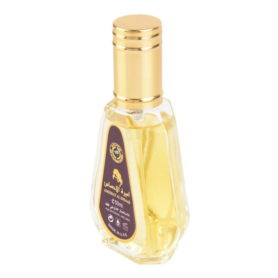 Parfum arabesc Ameerat Al Ehsaas, apa de parfum 50 ml, femei - inspirat din Crystal Noir by Versace